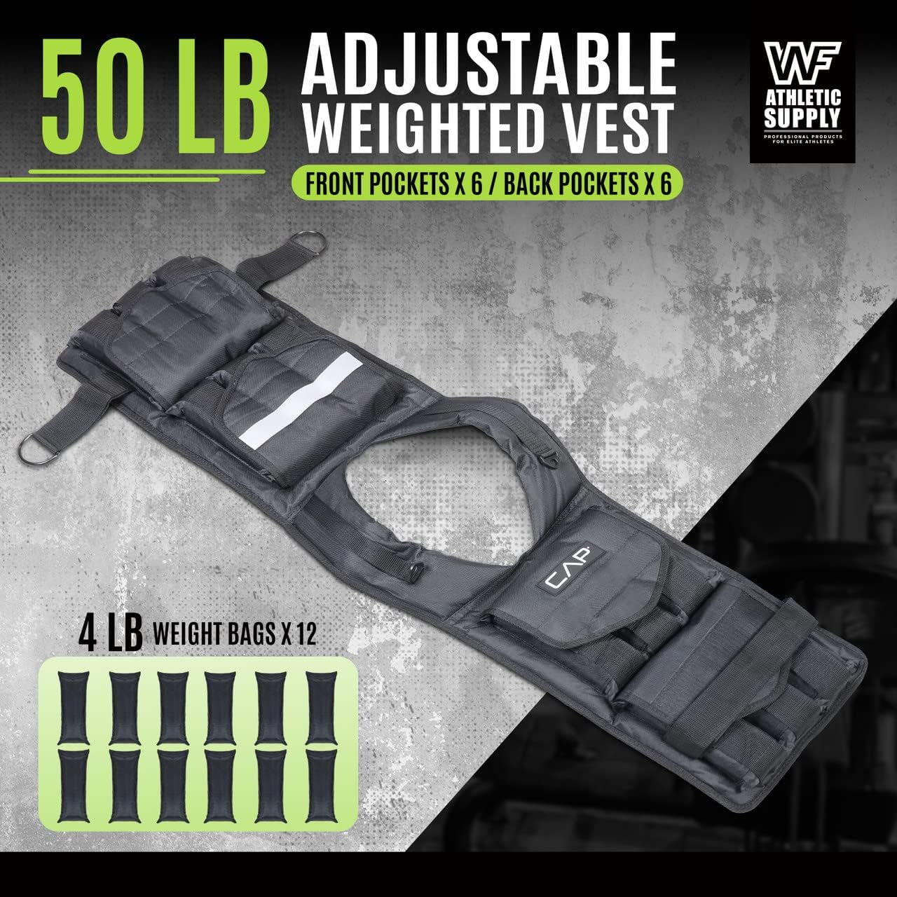 50 Lbs Adjustable Weighted Vest Suitable for Strength Training, Sports and Running, Body Weight Vest Suitable for Men and Women, Weighted Jacket with Removable Weight, Normal Length
