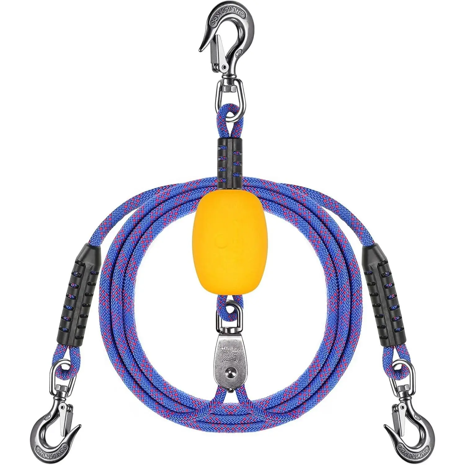 Multi-Length Boat Tow Rope and Harness with Stainless Steel Hooks, Floats & Soft Handle, for Tubing, Water Skiing, Wakeboarding (24/26/65/75 ft Options)