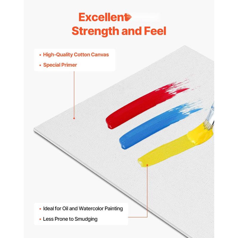 Bulk 24 Pack Canvas Boards For Painting, 8 X 10 Inch Blank Canvases For Oil, Acrylic, Watercolor And Mixed Media; Primed Canvas Surface On Sturdy Cardboard, Great For Students, Beginners, Hobbyists, And Studio Projects