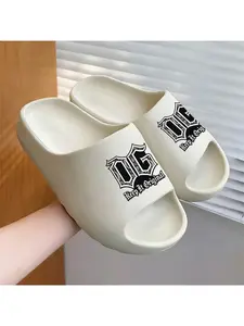 1 pair of "OG Letter + 'Keep It Original'" printed slippers, men's and women's non-slip EVA slippers - lightweight, quick-drying, comfortable, durable, all-season beach sandals, round-toe design, suitable for indoor/outdoor use.