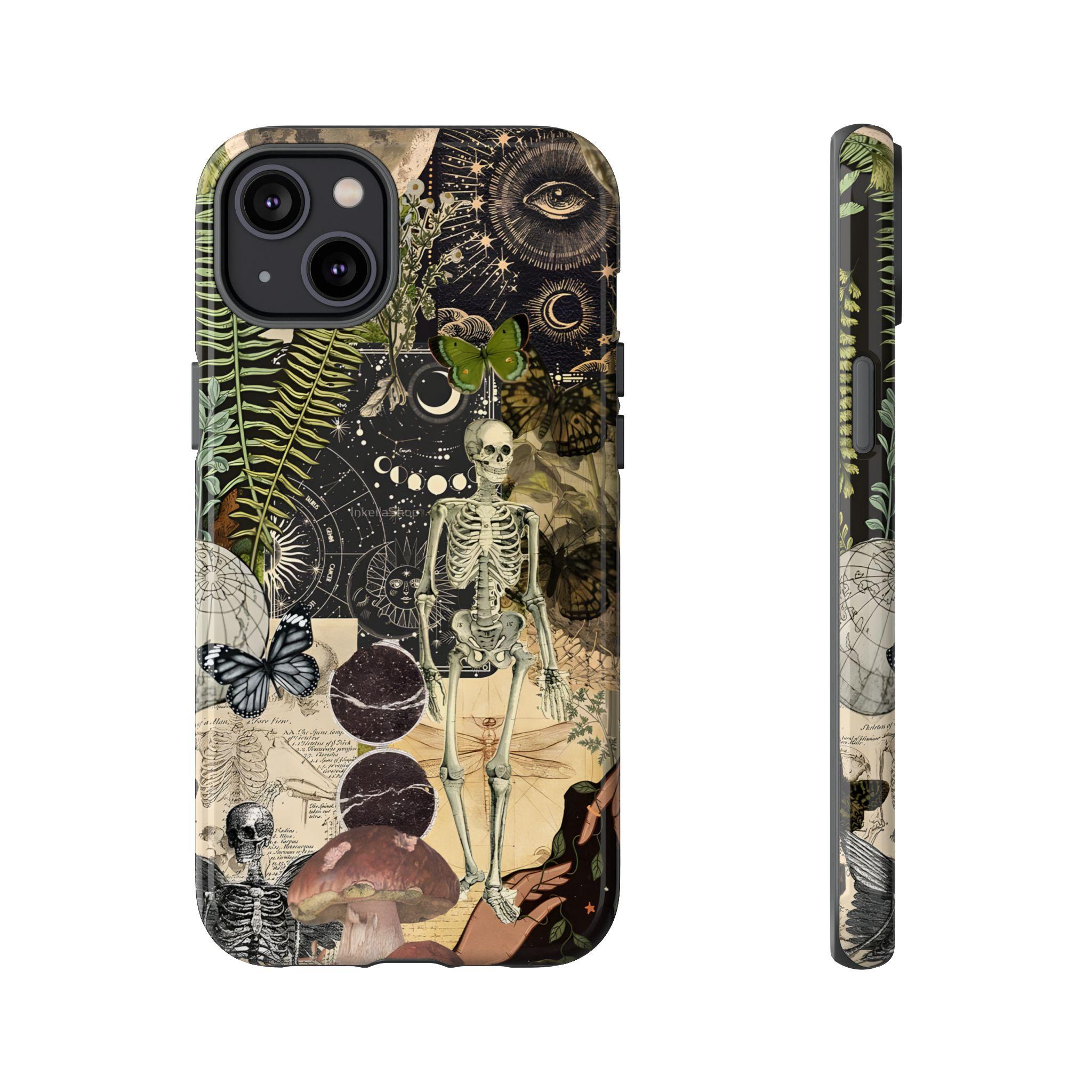 Gothic Skeleton iPhone Case – Witchy Aesthetic Celestial Phone Cover |   Cover for iPhone 17 16 15 14 13 12 SE Max Pro, Gift