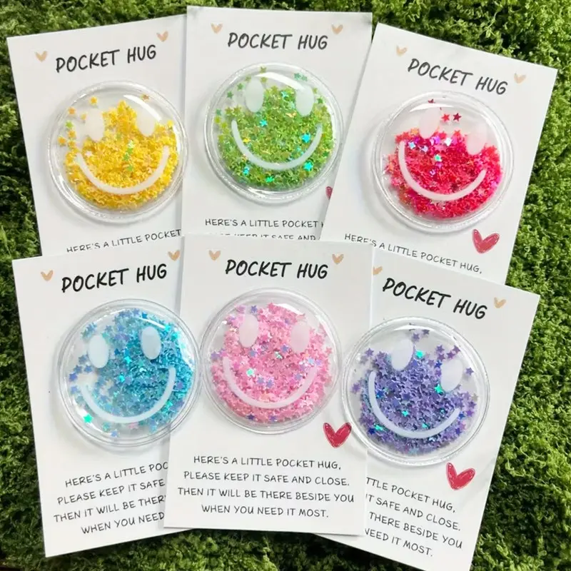 6pcs Colorful Glitter Cards, Suitable for Pocket Hug Cards, Ideal for Birthdays, Valentine's Day, Weddings, and Encouragement Gifts
