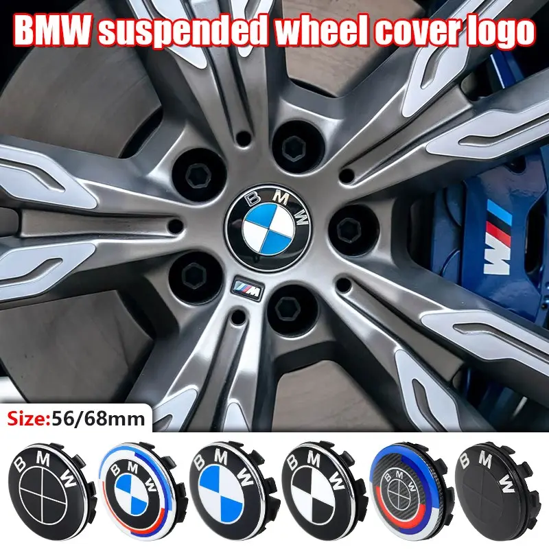 4pcs Floating Wheel Center HUB Caps Set 56mm 68mm, Self-Leveling Wheel Rim Cover Badge, Compatible with Bmw 1 3 5 7 Series X1 X3 X5 X6 Car Accessories