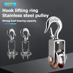 Heavy Duty U/V Groove #30 Hook Ring - 360 Rotating Silent Pulley Block with Inner Bearings Easy Installation for Gym Material Handling