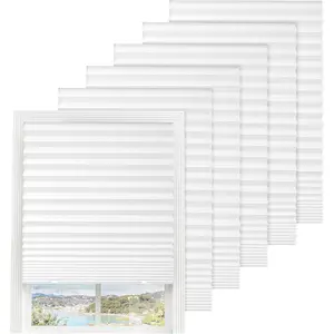 6 Packs Pleated Blackout Blinds, Temporary Blinds for Indoor Windows, Light Filtering Paper Shade, Easy to Cut and Install, 36" W x 72" L White Blackout Window Cover with 12 Clips