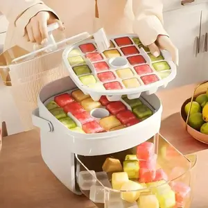 Portable ice bucket, 48-grid ice block tray, ice mold, freezing tools, food-grade large-capacity household molded ice block tray