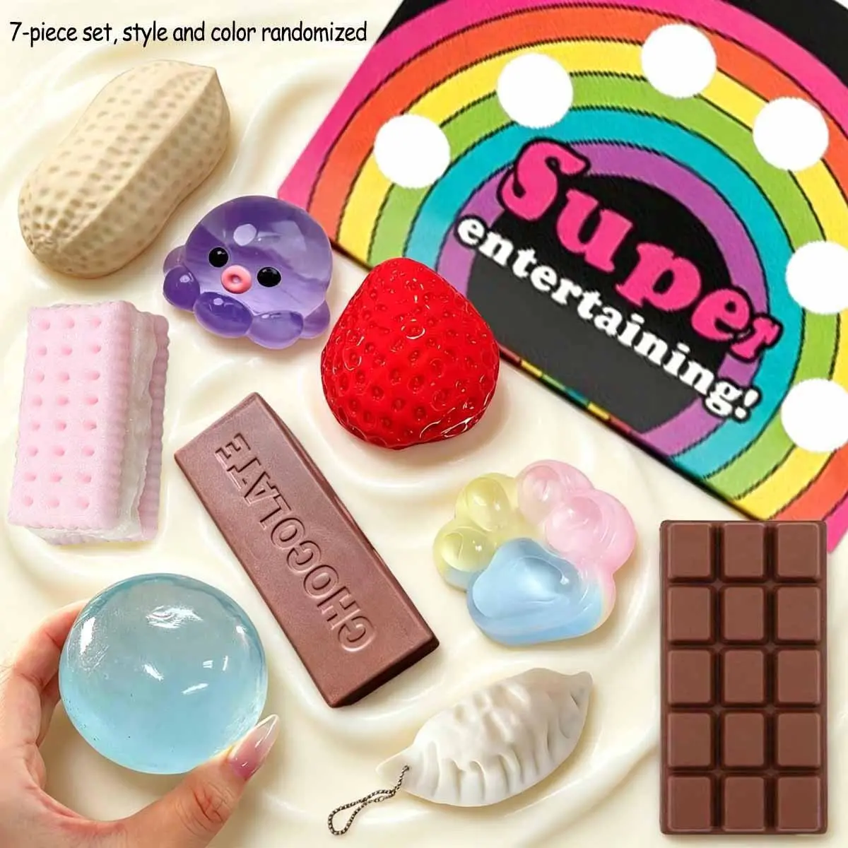 7-Piece Stress Relief Toy Set, Soft Texture, Slow Rebound Design, Sensory Pressure Release, Anxiety Relief, Creative Holiday Gift, Kawaii Squishies