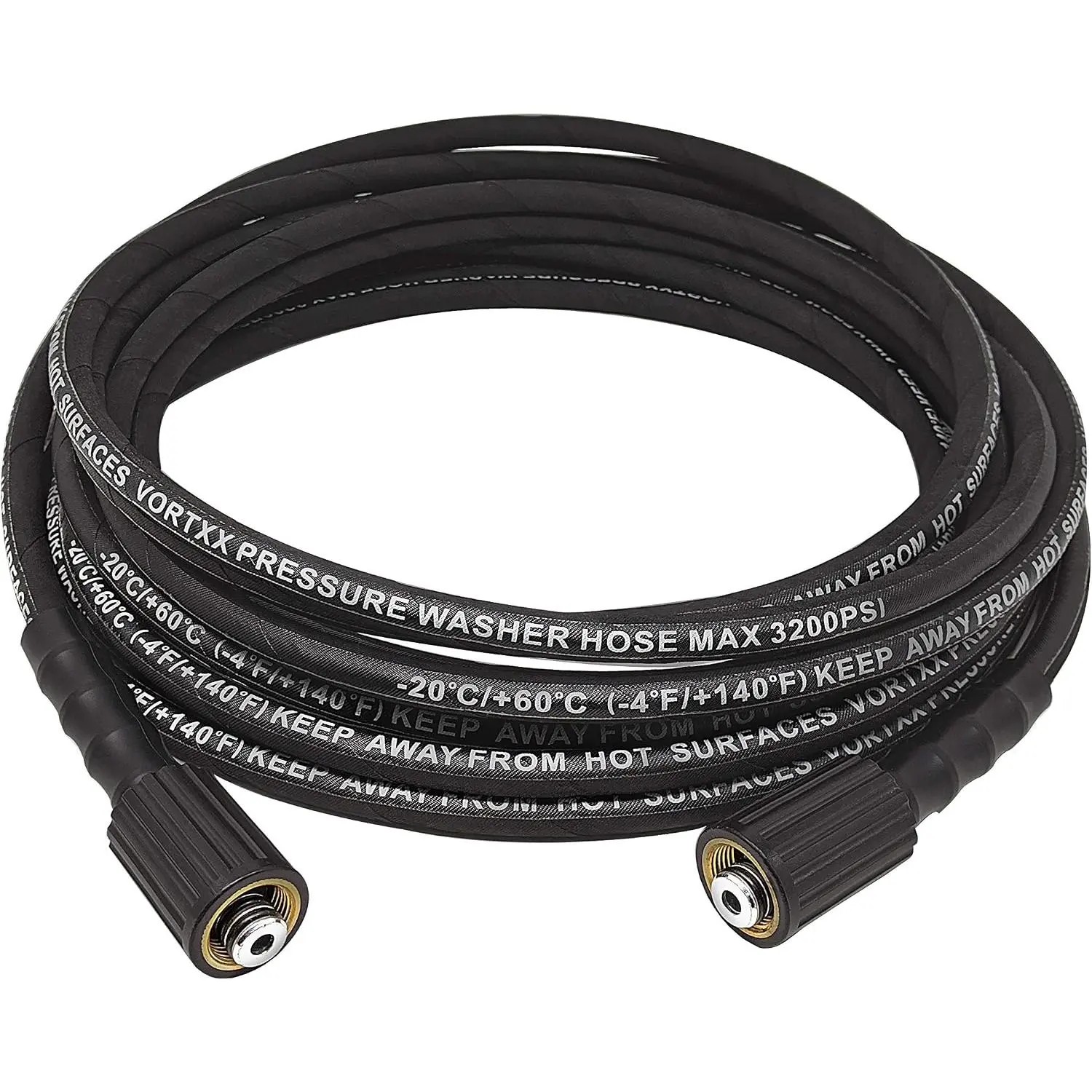1/4" x 30FT Heavy Duty  Washer Hose,M22-14mm, 3200 PSI, Steel Wire Braided & Synthetic Rubber Jacket, Kink Resistant, Double O-Ring