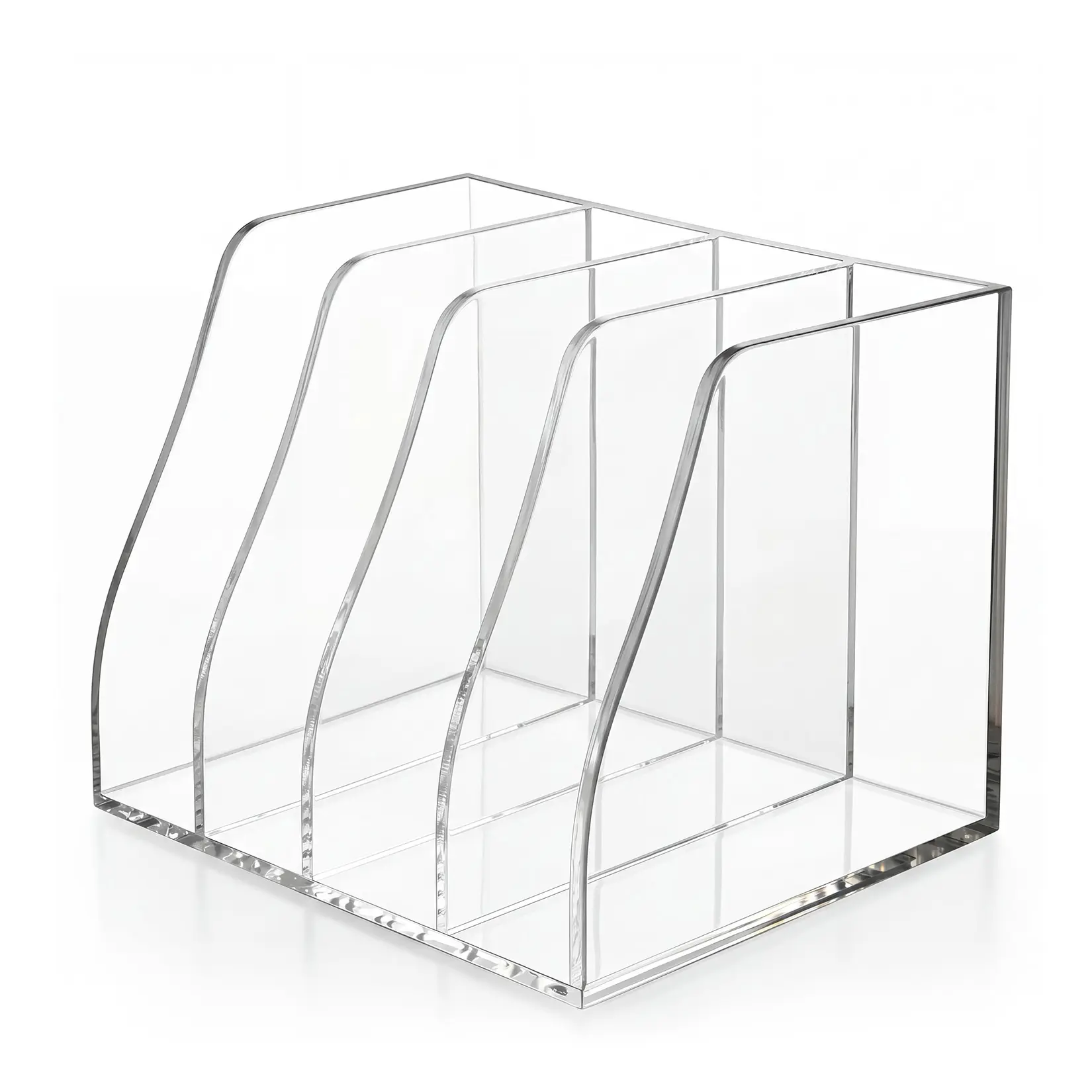 Acrylic Book Stand, 4&6 Slot Clear Magazine Holder, Desktop File Organizer, Transparent Acrylic Office Desk Accessories