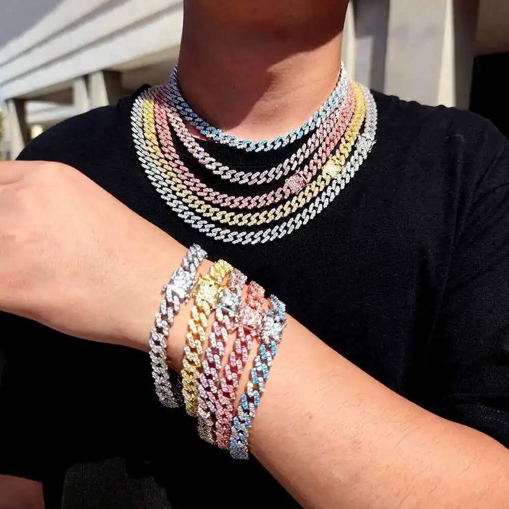 Iced Out 4rows 16mm Vvs Moissanite Miami Cuban Link Chain Pass Diamond Tester Gra Hip Hop 925 Sterling Silver Bracelet