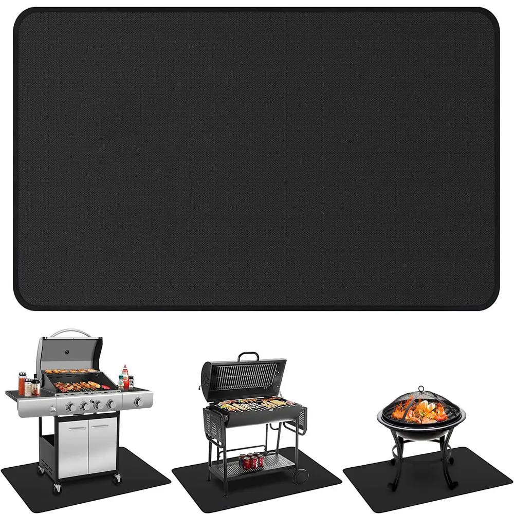 Outdoor BBQ Grill Fireproof Mat, Reusable High-Temperature Fire Pit Mat, Protective Floor and Lawn Pad, Multi-Purpose Flame Retardant Mat