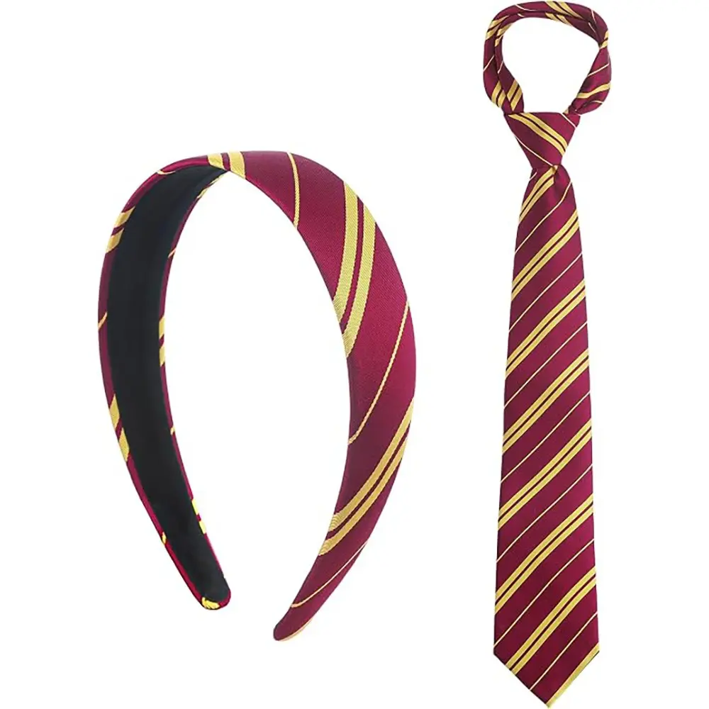 Classic Striped Accessory Kit, Preppy Style Neck Tie & Wide Headband, Teen Girls' Party, Themed Costume Decoration