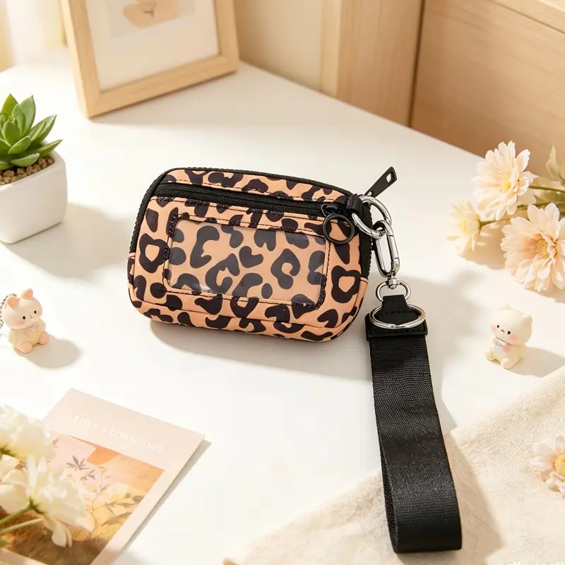 1pc Multi-pocket Card Holder, Fashion Card Holder With Wrist Strap Waterproof Card Wallet Portable Bank Card Coin Holder Cherry Print Travel Document Holder With Visible Window Travel Essential Wristband Short Wallet
