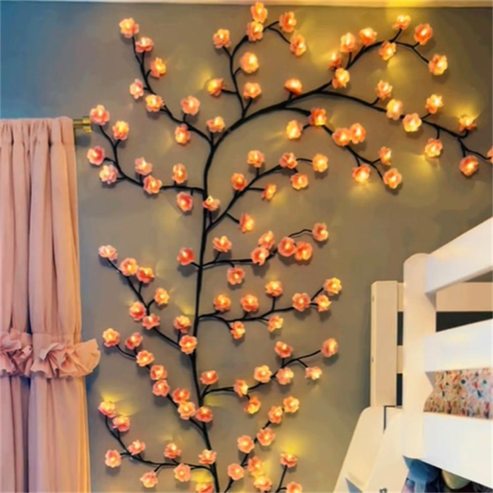 Cherry Blossom Branch Shaped LED Lights, USB Powered Creative DIY Holiday Vine Light, Suitable for Living Room, Bedroom Wall Decoration, Interior LED Lights for Bedroom Fall Decor, Prince Room, Led Lighted