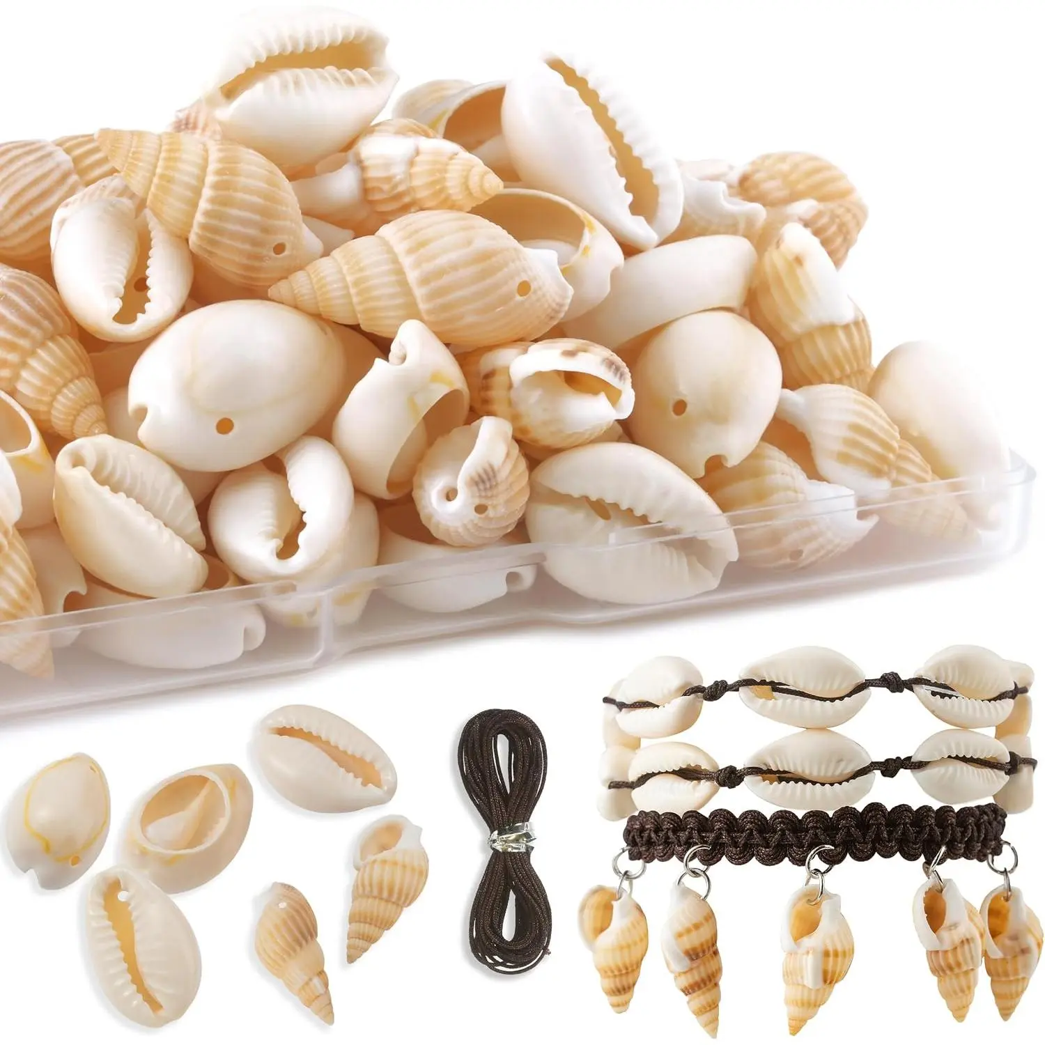 120 count  Seashells for Crafts &  -   Beach Shells with Holes,  for Adorning Hair, Locks, and Braids