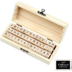 42 count Letter , Rubber  Alphabet , Wooden  Number Alphabet Letter Symbol Set for DIY Crafting, Scrapbooking Supplies, Card Making