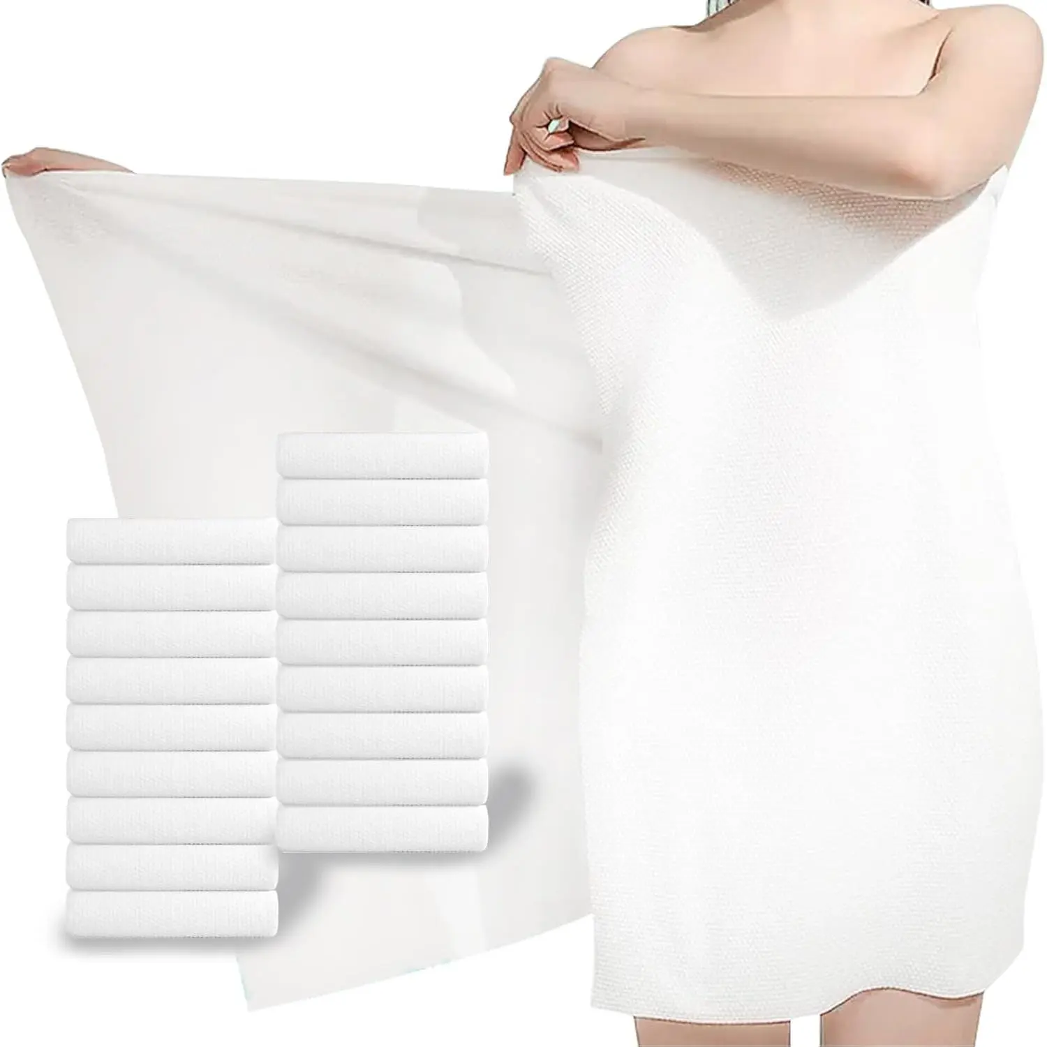 Disposable Compressed Bath Towel Tablets, 56'' x 28'' Pure  Portable Disposable ,Suitable for Camping, Travel, , Hotel Bathroom,Beauty Salon,etc. (18 Pack)