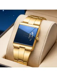 Men's Square Quartz Watch for Everyday Wear Stylish Minimalist Design Fashionable Digital Watch Comfortable Leather Strap Water Resistant Timepiece Business Wristwatch for Business Casual Outfits