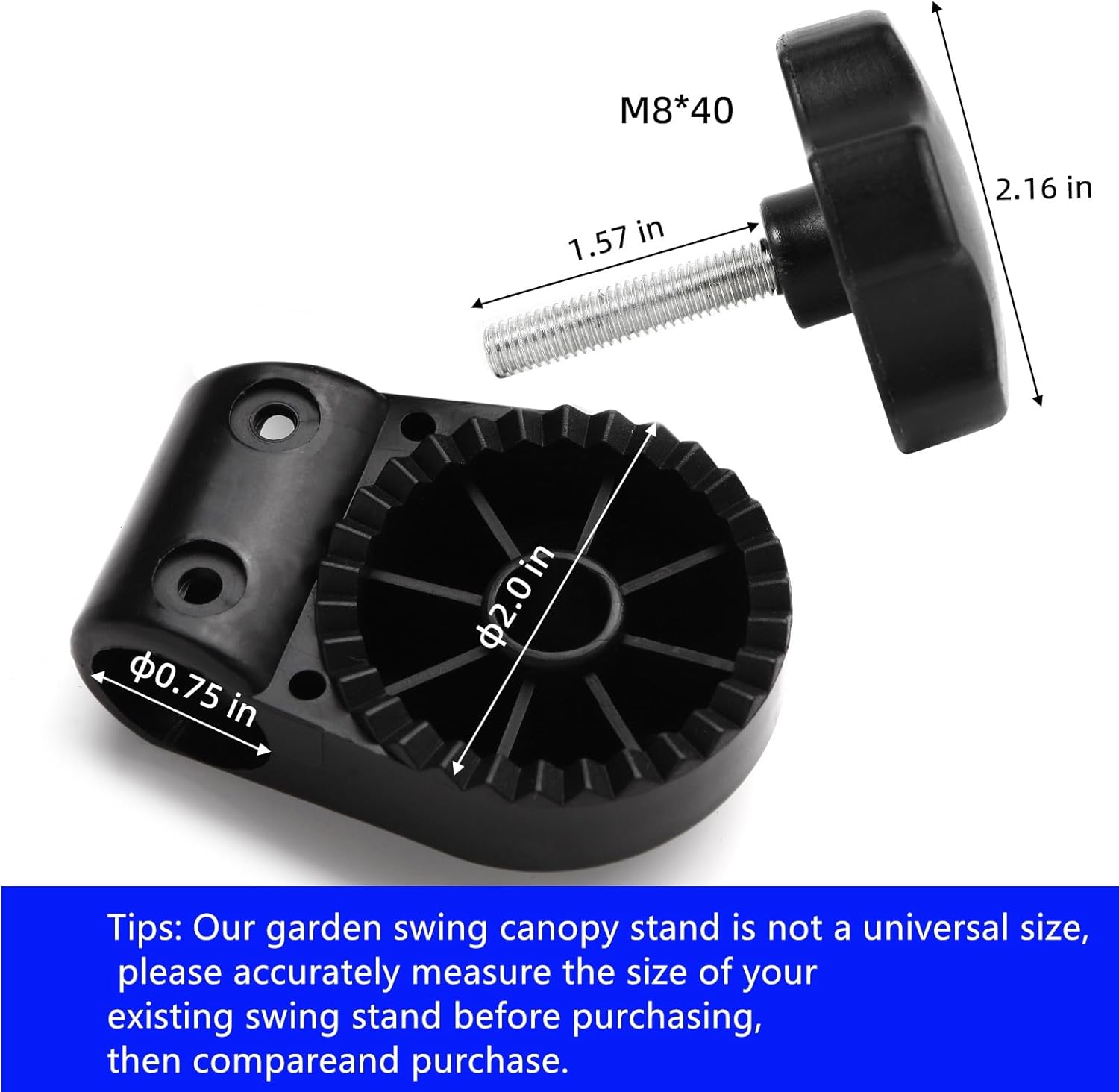 Porch Patio Outdoor Garden Swing Canopy Replacement Plastic Fittings to Attach Frame 2 count (QQPJ-A)