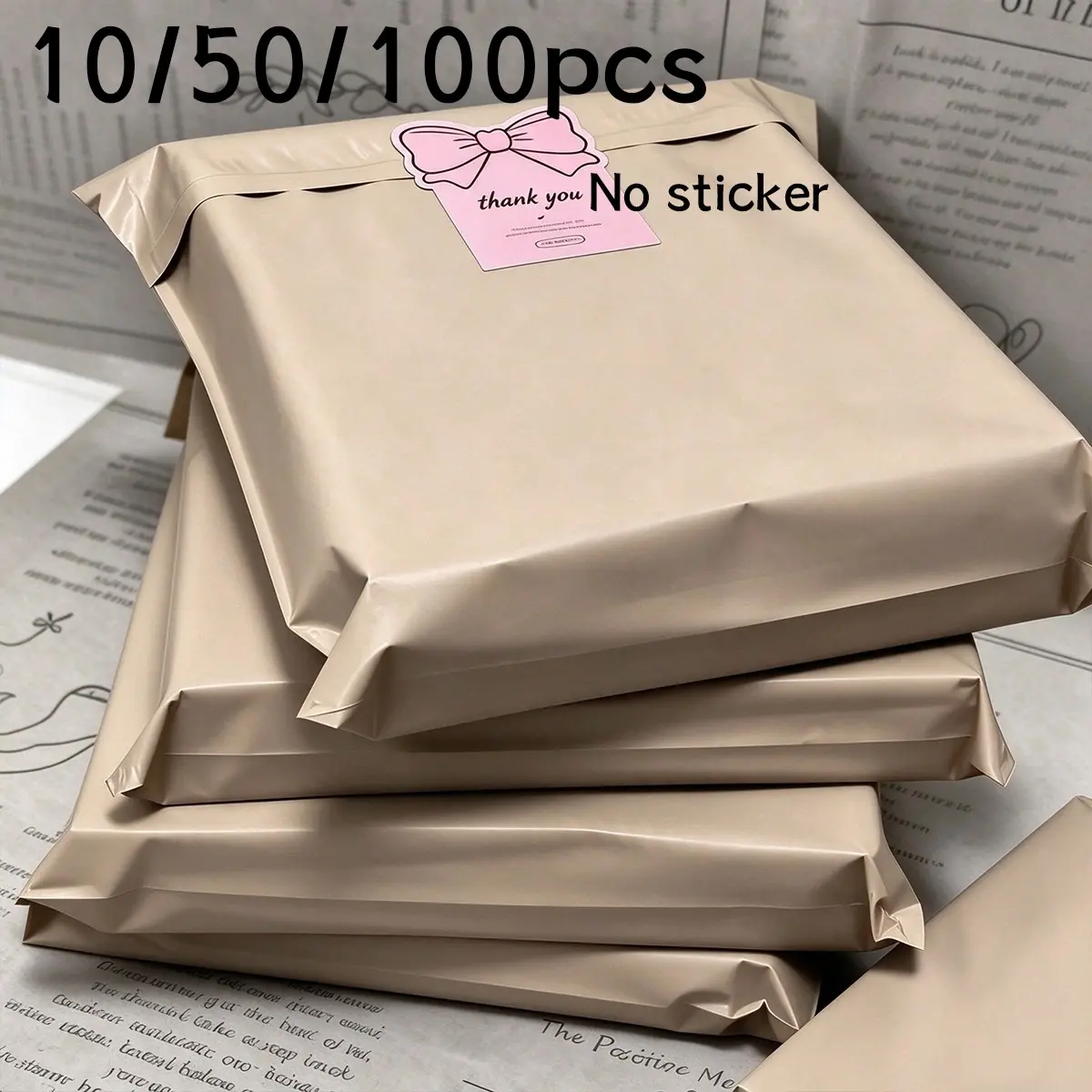 10/50/100 Pack Shipping Bags, Multi-Size Self-Stick Waterproof Mail Envelopes, Thick Plastic, Leak-Proof, Tear-Resistant, Office & Clothing Packaging