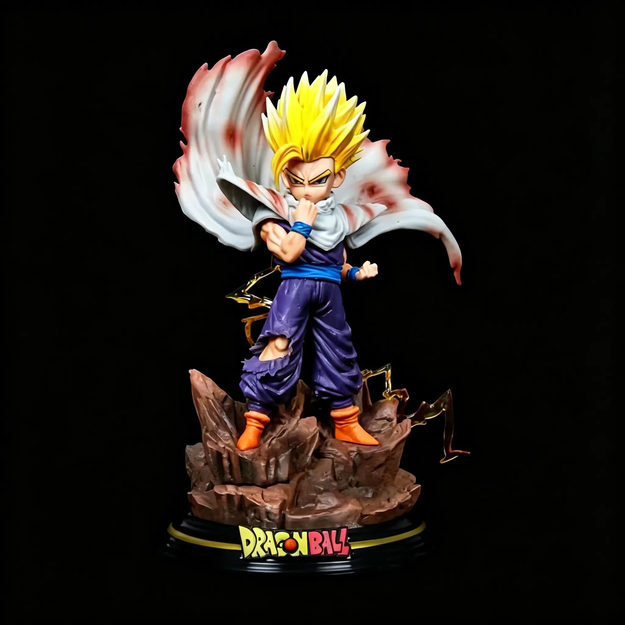 Dragon Ball Super Saiyan Gohan Figure, Anime Action Figure, Classic Battle Pose, Hair, Lightning Effect, LED Base, Perfect Gift for Fans, Collectible PVC Figure, Anime Collectible Figure