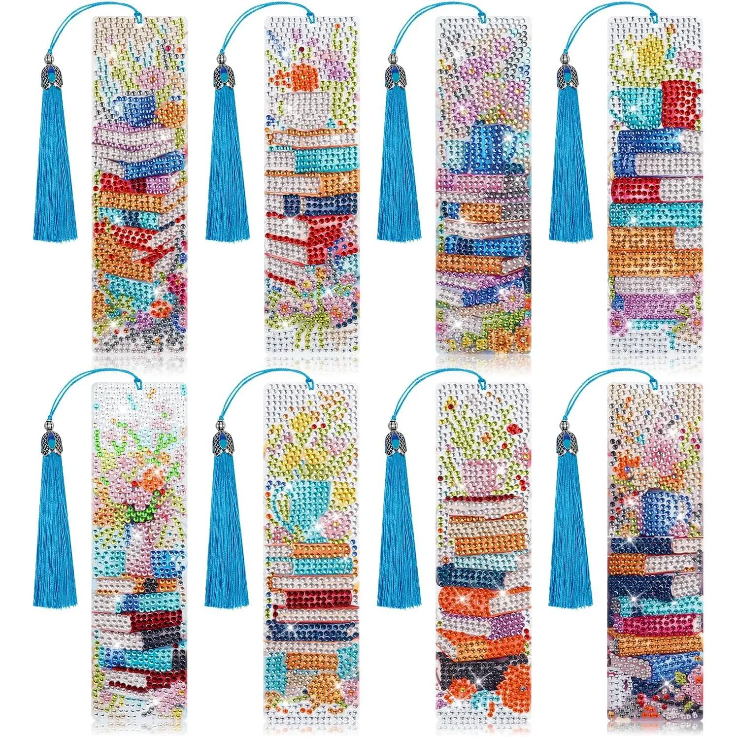 Art Book Themed Bookmark 8 count 5D  Painting Bookmarks with Tassels Complete Bookmarks  Art Kits for Graduation Birthday Gifts for Book Lovers