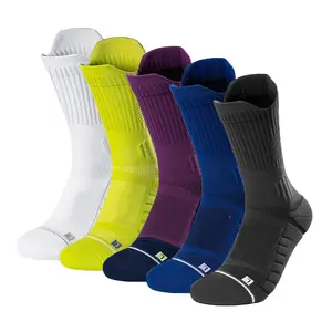 Compression Running Socks 5 Pairs, Cushion Crew Socks, Anti-Blister Moisture Wicking Athletic Hiking Basketball Socks