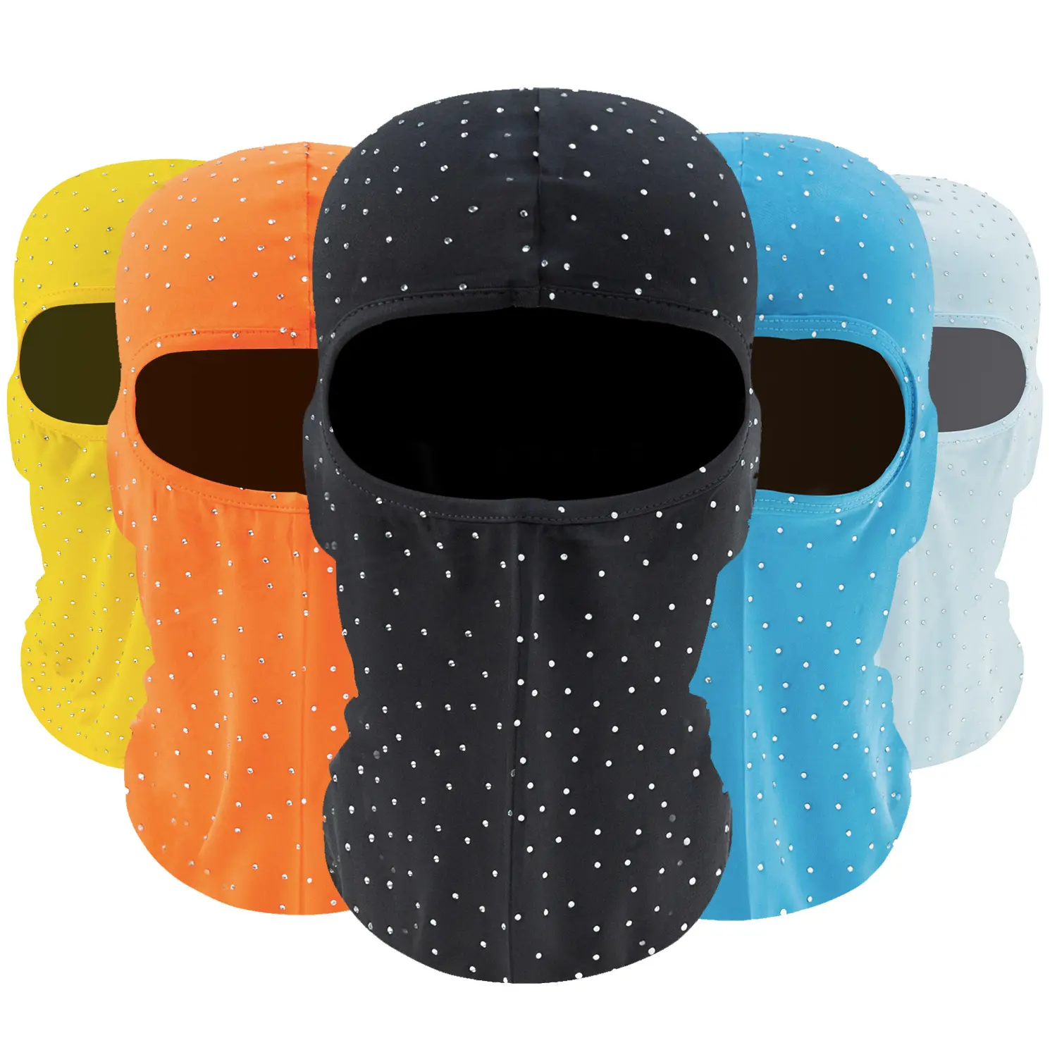 Rhinestone Polka Dot Decor Full Head Hood, Single Opening Fashion Head Cover, Lightweight Stretch Fabric Decorative Headwear, Trend Street Style Photo Shoot Outfit Accessory for Men Women