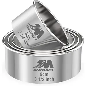 M JNGMEI 4 Pieces Stainless Steel Cookie Cutter Set Biscuit Cutter 2.25inch, 2.75inch, 3.25inch,3.5inch Biscuit Plain Edge Round Cutters Sizes Shape Molds Multiple Sizes