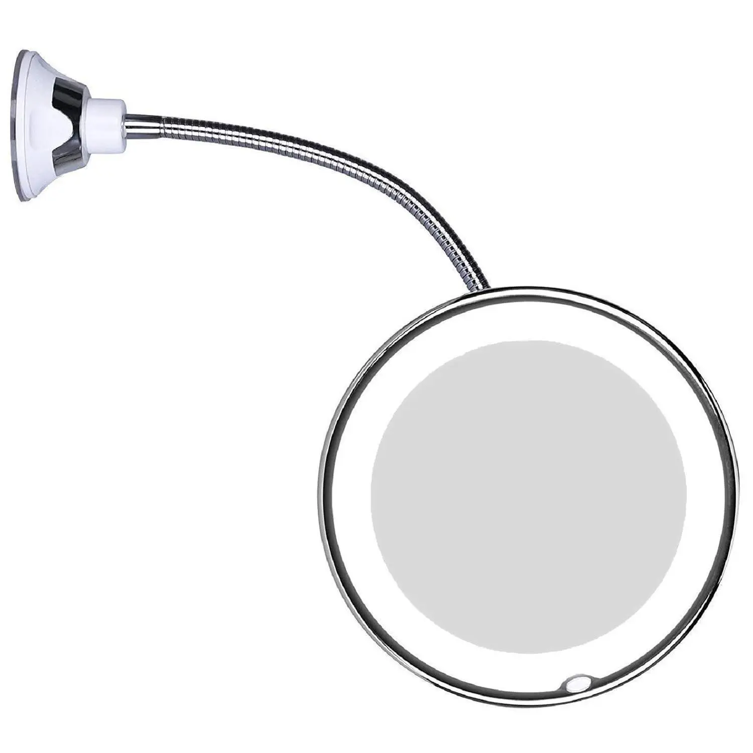 Flexible Gooseneck LED Lighted 10X Magnifying Makeup Mirror with Power Locking Suction Cup and 360 Degree Swivel, Portable Cordless Travel and Home Bathroom Vanity Mirror