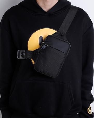 Simptech Mini Crossbody Sling Bag Chest Bag Dual Pocket Water Resistant Fanny Pack Running Phone Holder for Men Women Workout Travelling