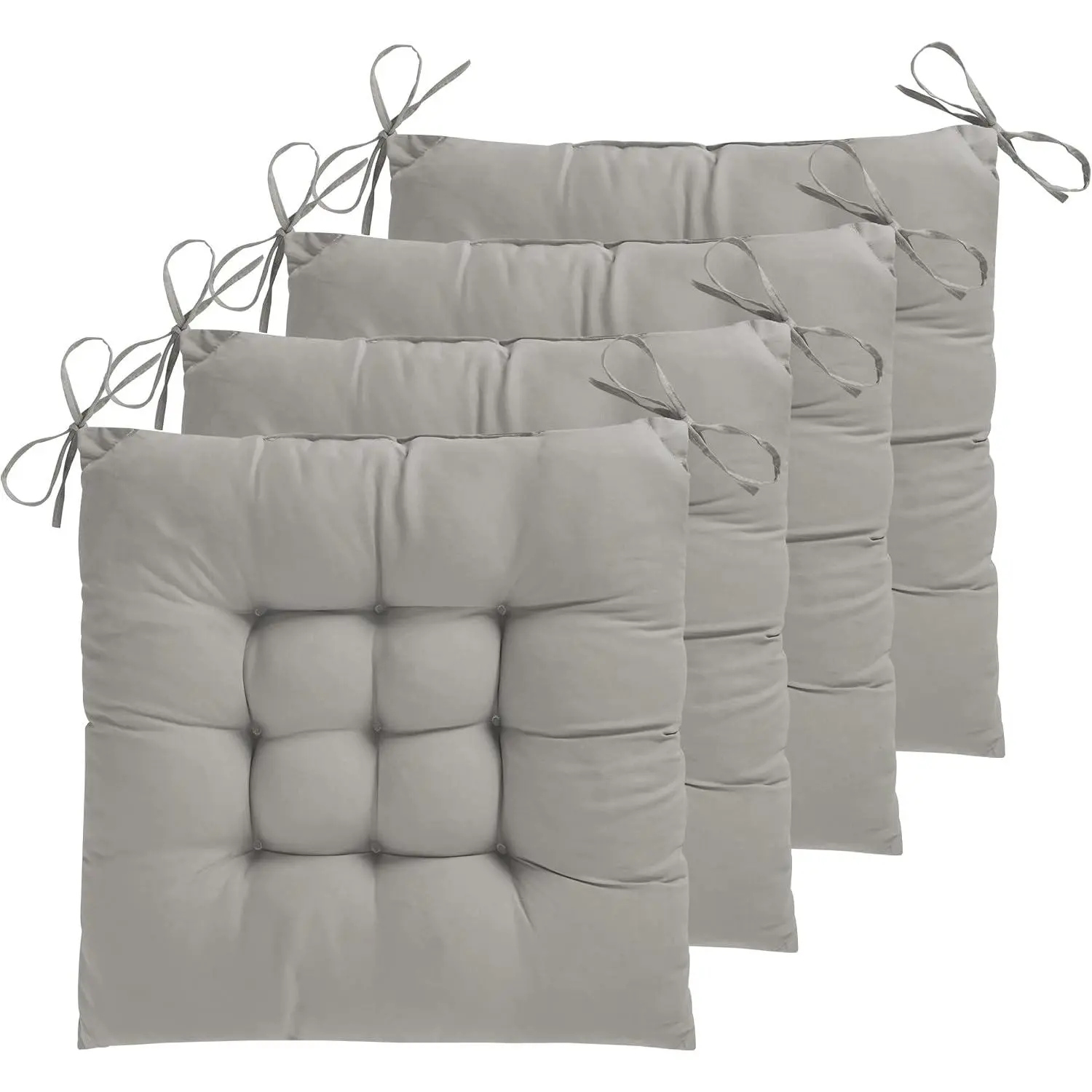 4Pcs Soft Tie-On Square Chair Cushion Pads, 15.75x15.75x2.37in, Home/Car Sitting Mats, Camping & Hiking Sleeping Gear Accessory-3098
