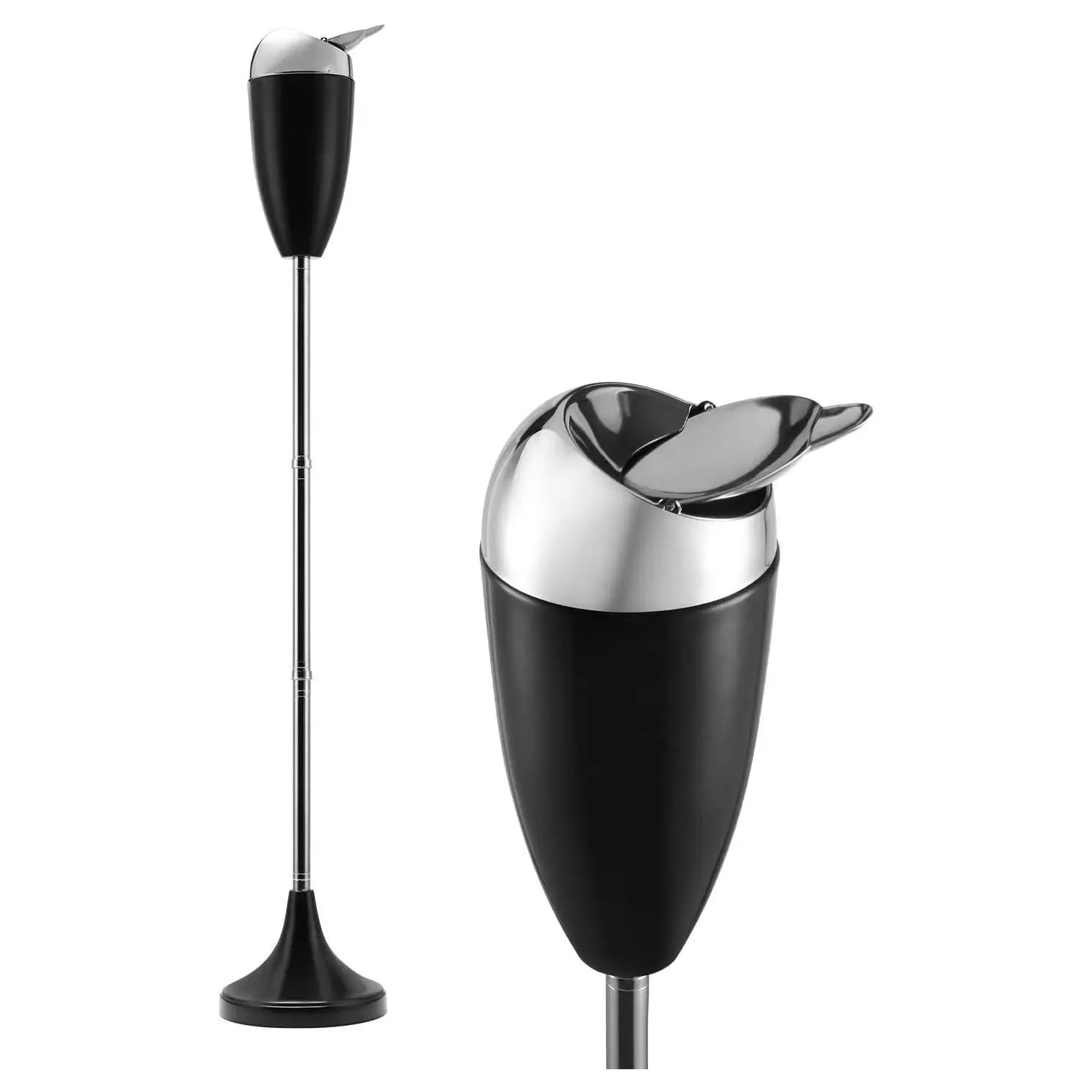 Adjustable Smokeless Windproof Pedestal Ashtray with Lid, Black Outdoor Cigarette Ash Receptacle for Home Patio, Adjustable Stand Ash Butt Holder in 20", 27.5", 35" HeightsGift
