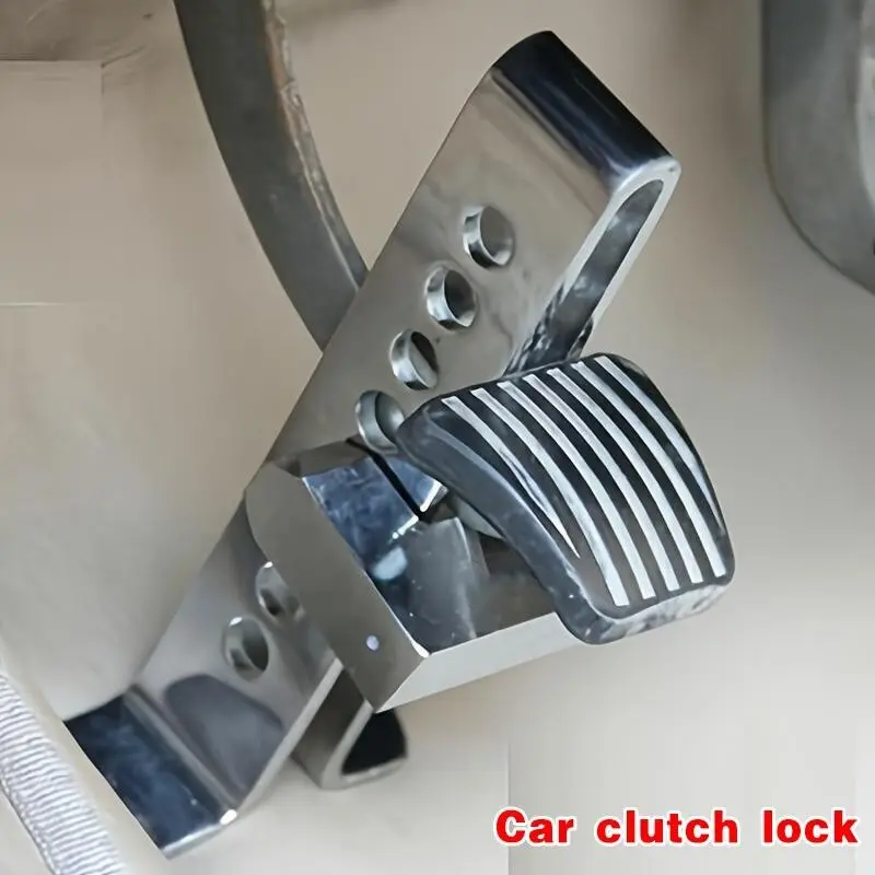 Anti-Theft Car Stainless Steel Brake Clutch Pedal Lock, Steering Wheel Safety Lock, Locking, Suitable for Pedals <=1.5 Cm, 1 Piece