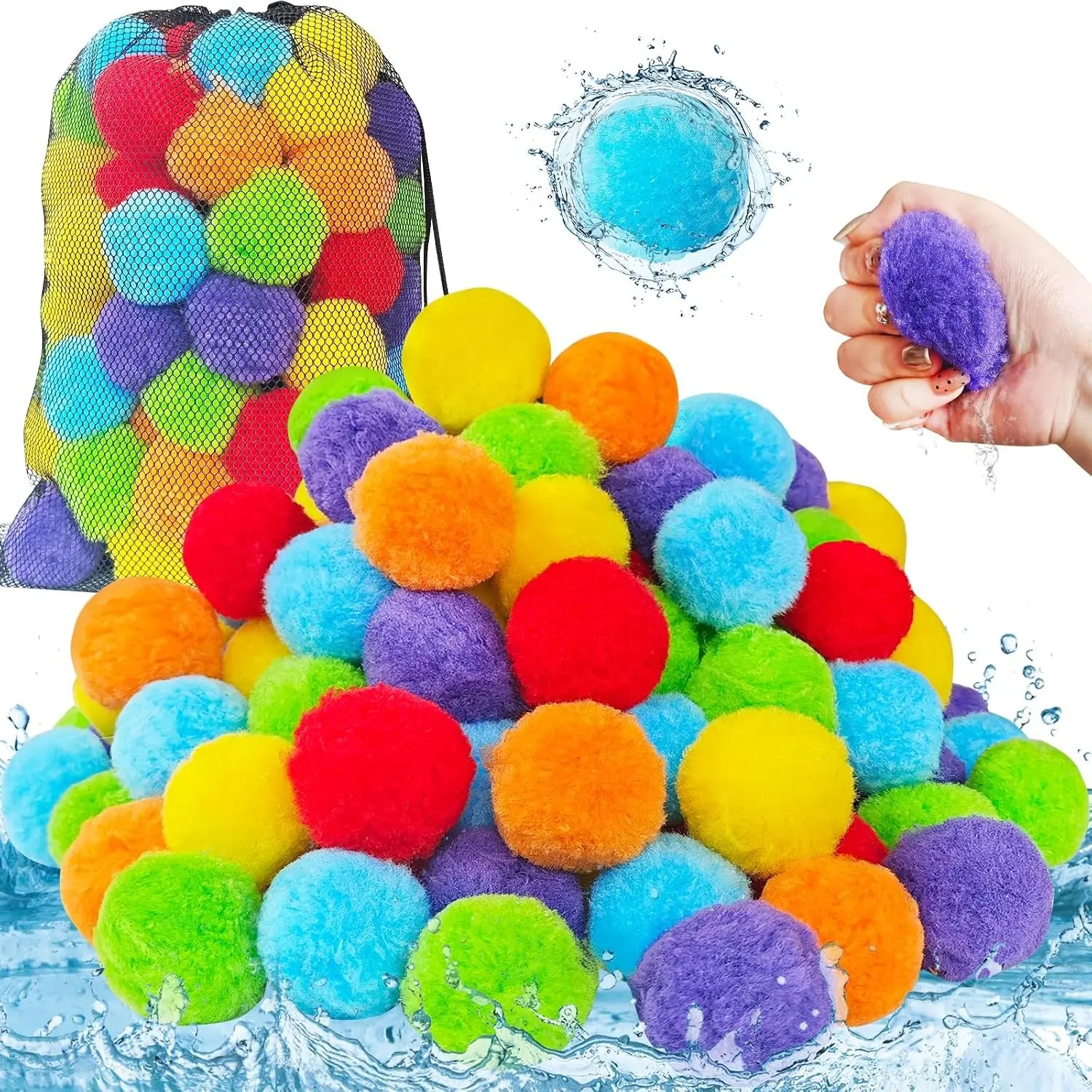 120 Pcs Reusable Water Balls, Soft Soaker Splash Balloons for Outdoor Water Games, Pool Beach Activities, Summer Fun Party Favors Toys
