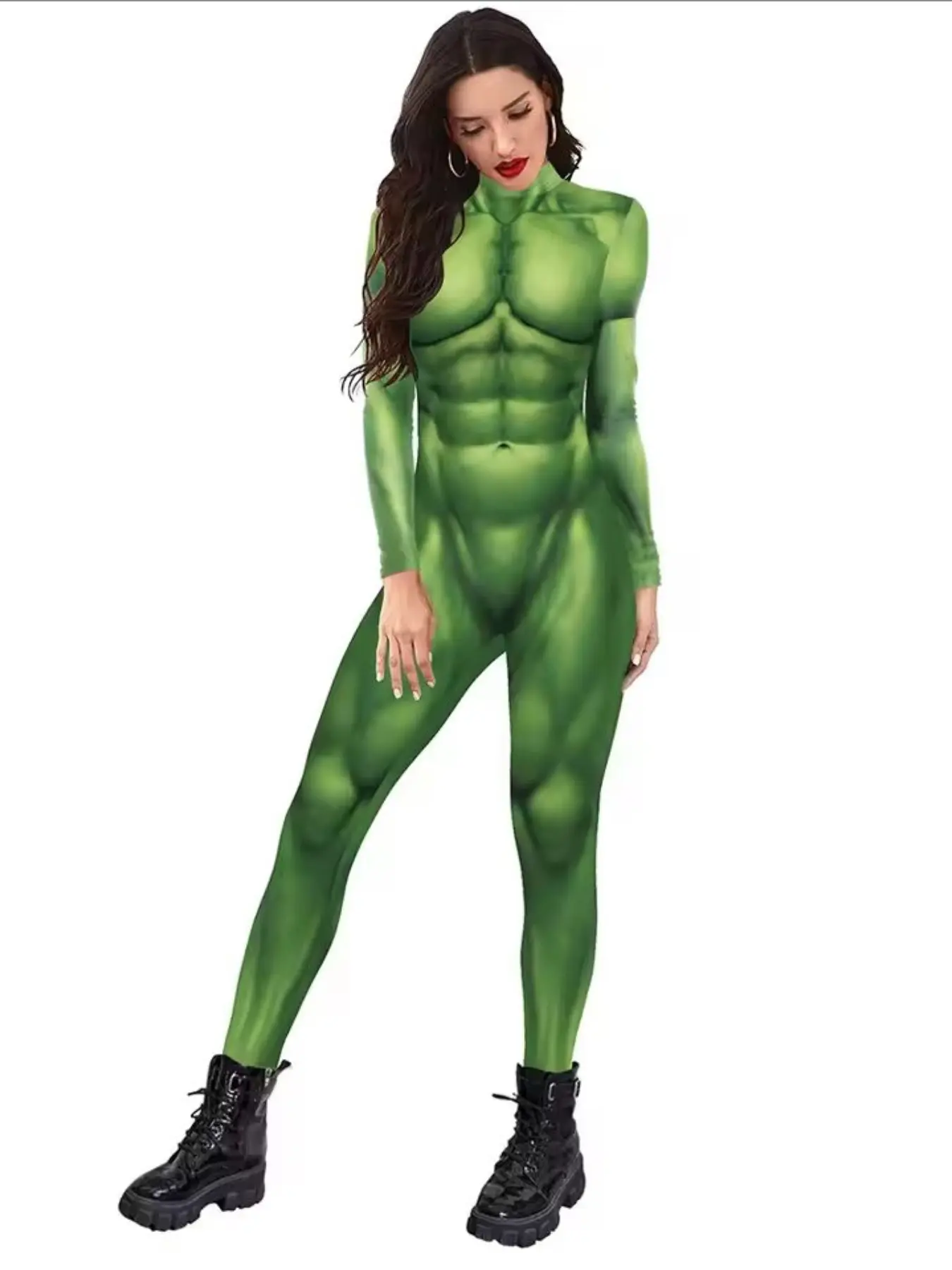 Mechanical Muscle Series Superhero Bruce Banner Goblin Costume, Unisex Halloween Party Performance Wear, Cartoon Pattern, All Seasons