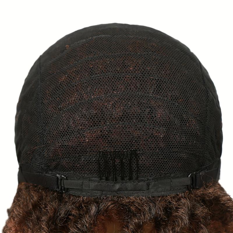 LEZN HAIR Chic Short Dreadlock Wig for Black Women - 6 Inches Ombre Synthetic Hair, Faux Locs Twist Braided Afro Curly Style, High-Temperature Fiber, Fit