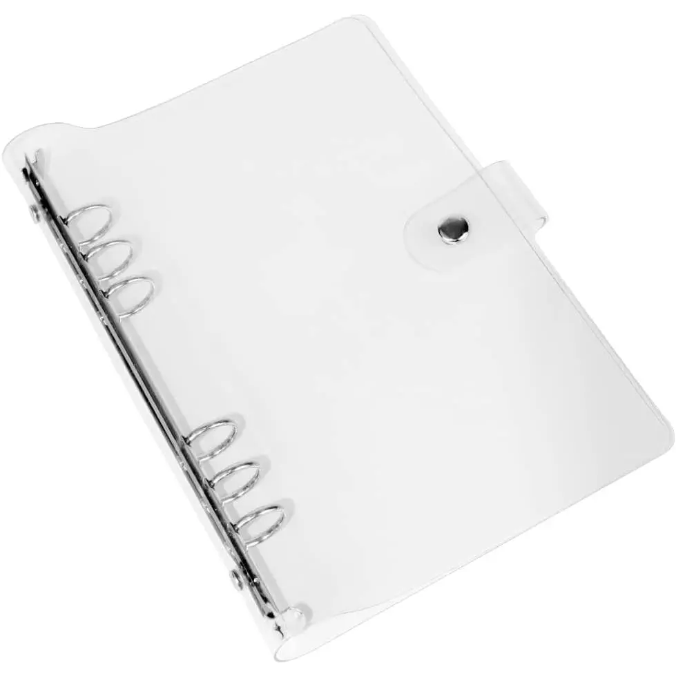 6-Ring A7 Binder Cover, 4.3x5.7 Inch Pocket Size Soft PVC Protector, Snap Button Closure Loose Leaf Round Ring Planner Folder