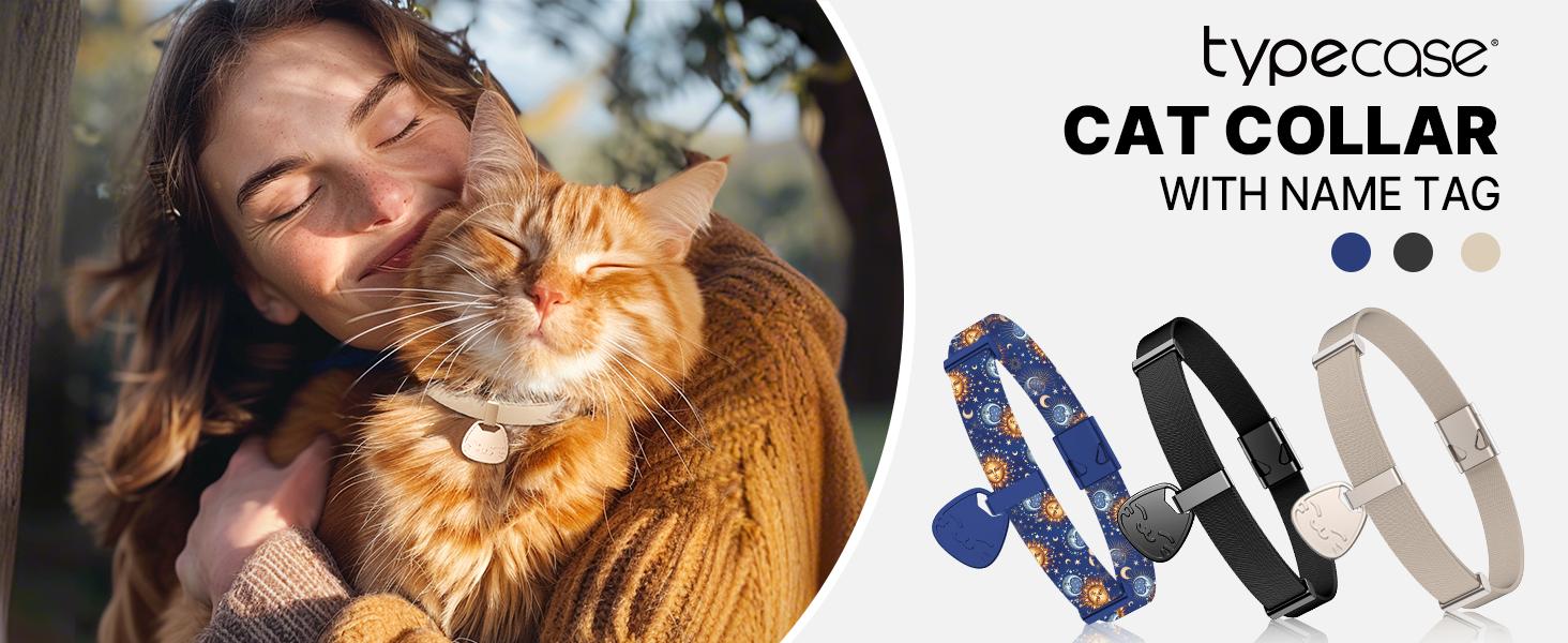 Cat Collar with Name Tag Breakaway: Kitten Collars for Girl Boy Cats with Writable Name Tags, Ultra Soft & Elastic Adjustable (6"-12") Cat Collar with Break Away Safety Buckle, Khaki