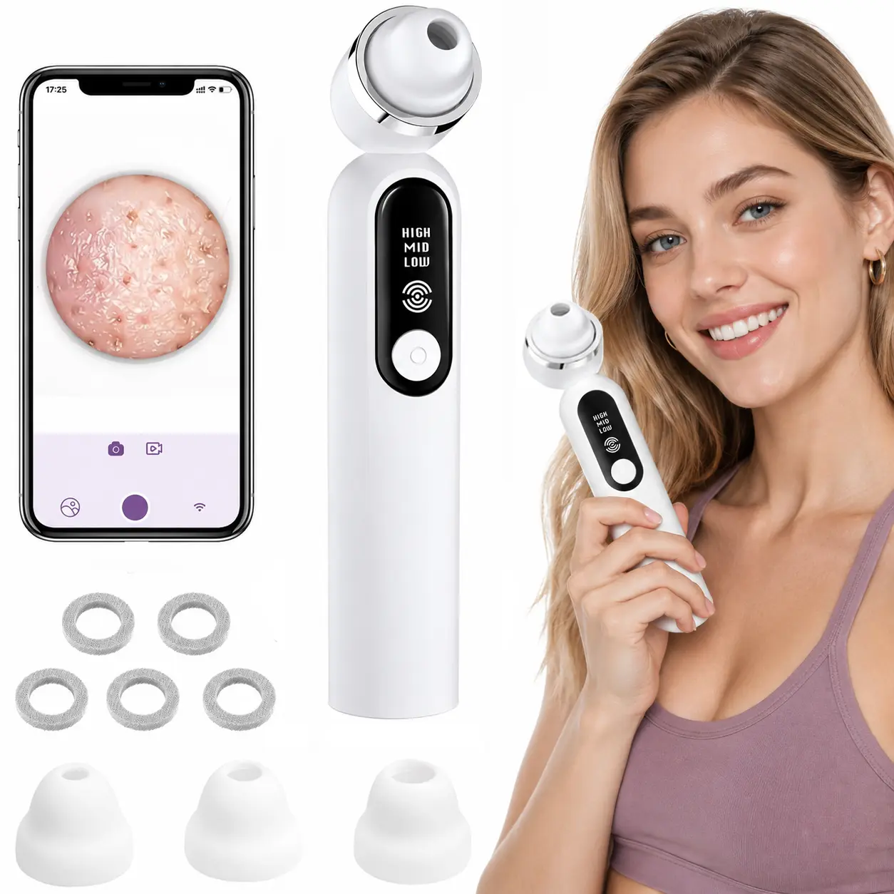 Teaifa Visible Blackhead Remover, Electric Pore Cleanser for Deep Cleansing, Cordless Extractor Tool with 3 Attachments for All Skin Types, Pore Cleaning