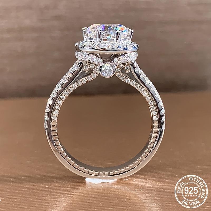 925 silver 2ct moissanite engagement ring with halo setting for proposal, wedding, anniversary, and birthday J045 unique  engagement  rings