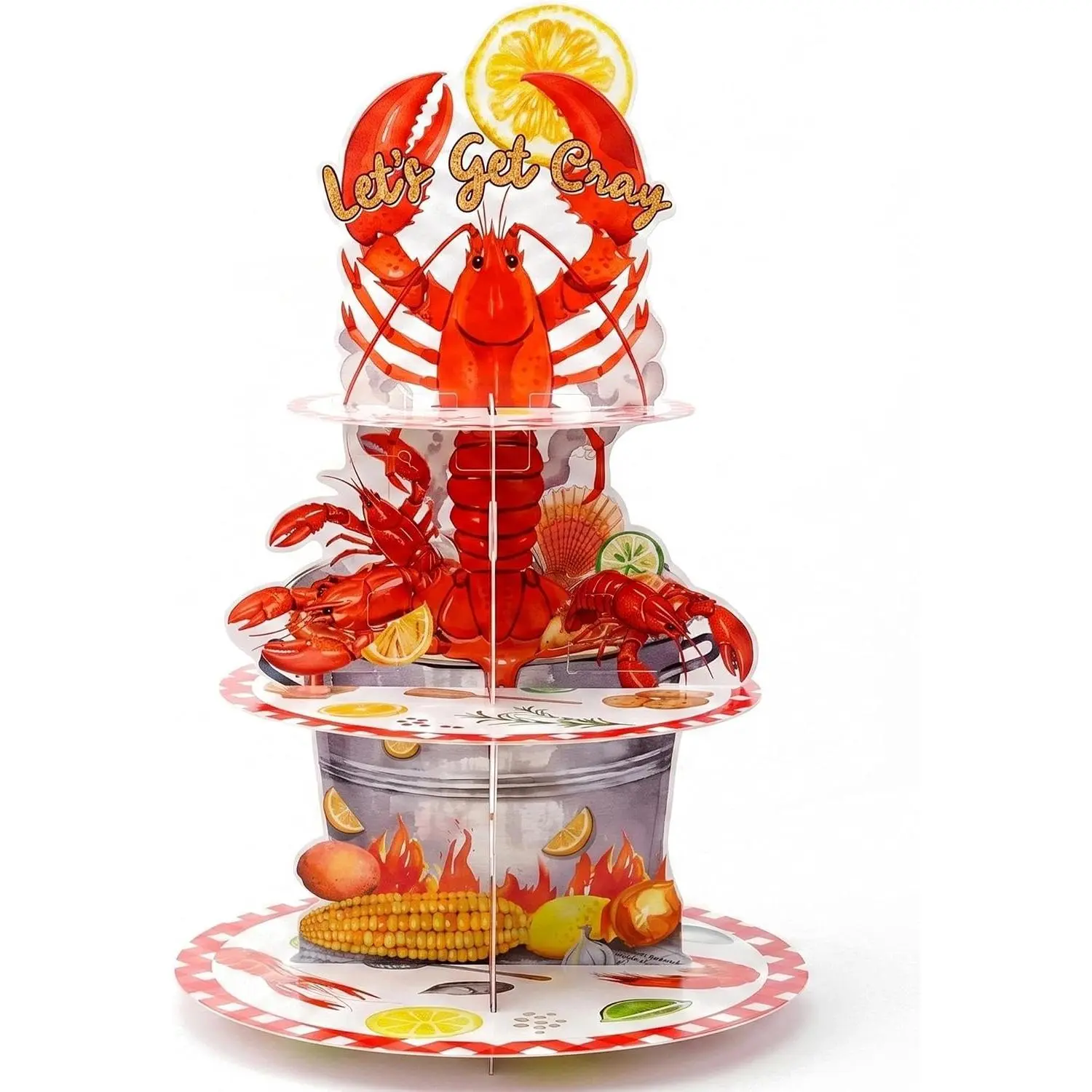 1 count Seafood Boil Southern Crawfish Lobster Cupcake Tower Stand Holder for Birthday  Shower  Wedding Bridal Shower Bachelorette BBQ Table Centerpieces Decorations