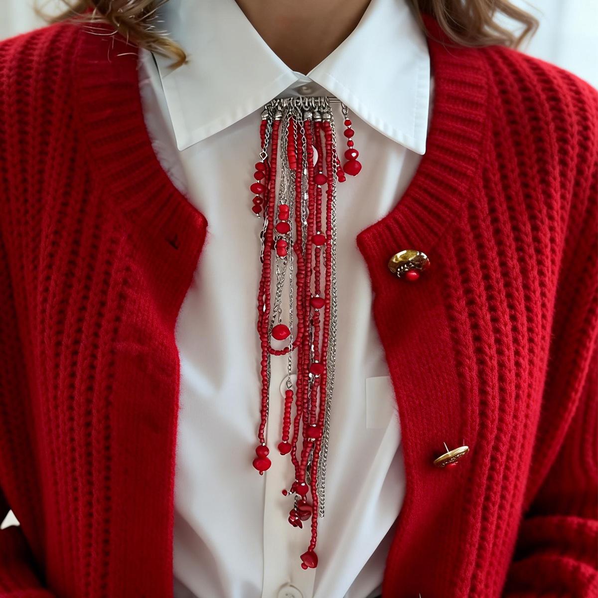 Trendy Minimalist Rice Bead Crystal Brooch INS Stylish Personalized Safety Pin Versatile Daily Accessory Elegant Sparkly Rhinestone Lapel Pin Multi Functional Fashion Jewelry for Women Office Commute Party Casual Outfit Decoration