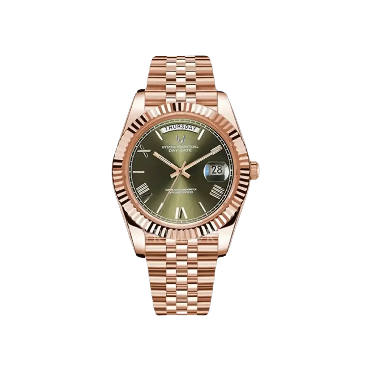 Custom Day Date Classic Rose Gold Green