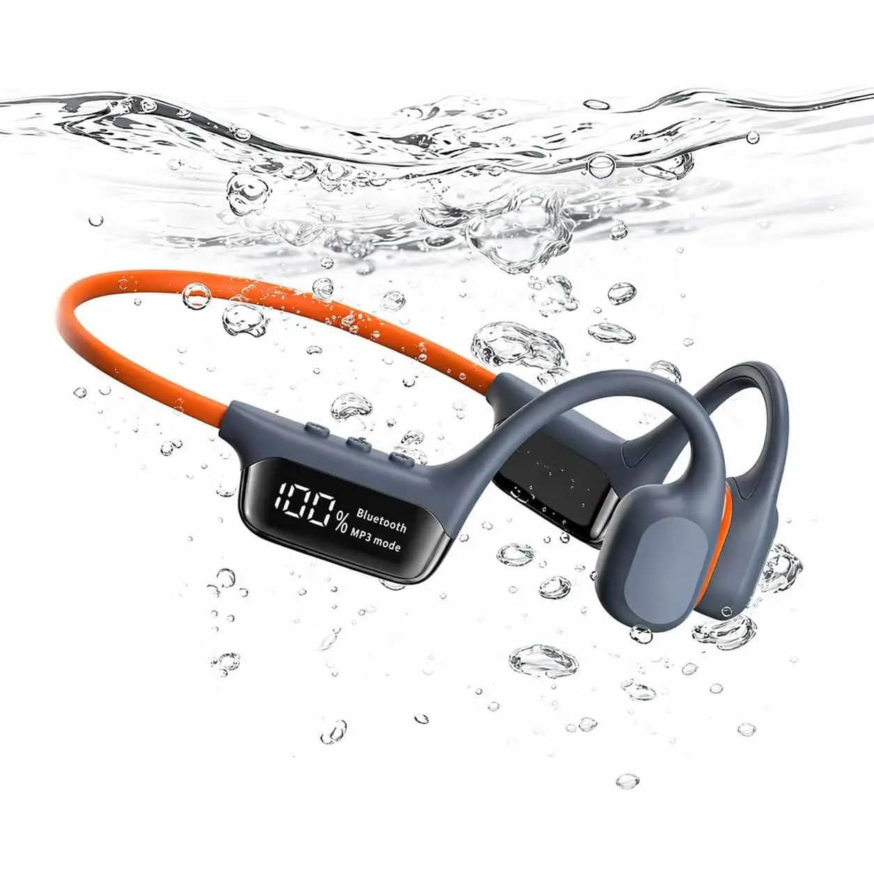 Swimming Headphones, 32GB IPX8  MP3 Player with LED Display,  Conduction Headphones with  5.4, 8H Playtime Lightweight & Secure Fit for Swimming, Running & Cycling Blue