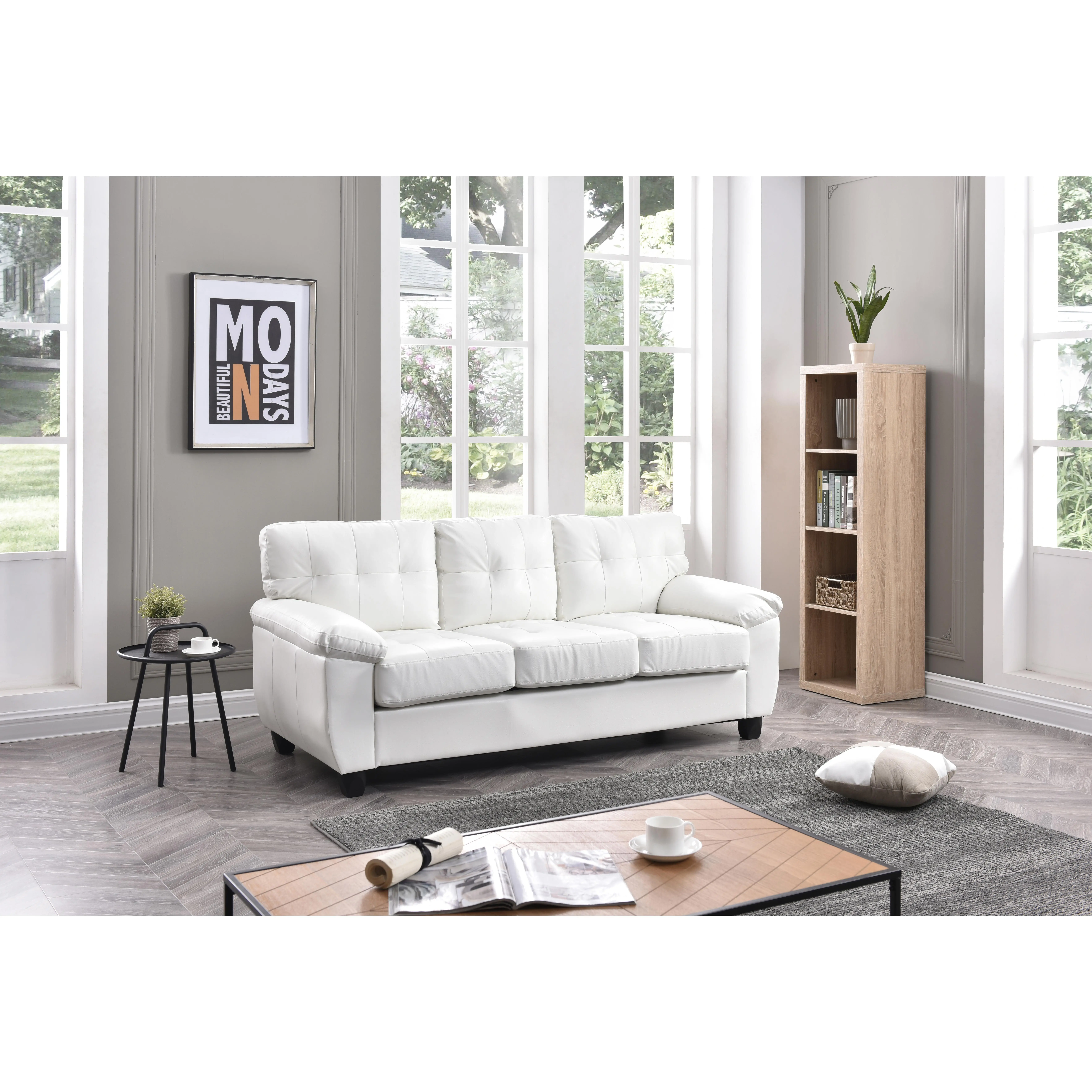 ARCH Gallant-S White PU Fabric 1-Person Couch - Indoor Modern Compact Lounge Chair, Couches for Apartment, Easy Clean Upholstered Living Room Furniture, Sohochic