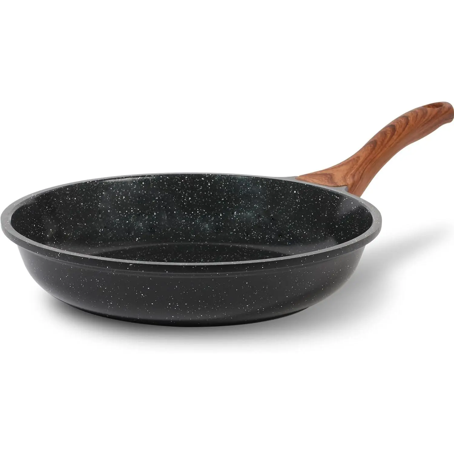 8-Inch Ceramic Nonstick Skillet - Stick-Free Egg Omelette Frying Pan, Black Cookware Compatible with All Stoves Including Induction