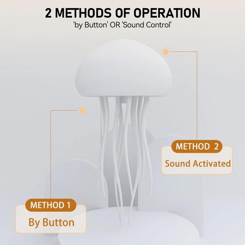 Jellyfish Design LED Lights for Bedroom, Voice-controlled Novelty Desk LED Light, USB Rechargeable RGB Color Changing Desktop Lamp, Cozy Lighting for Home Bedroom Living Room Decor, LED Lights, Modern Nighstand Lamps