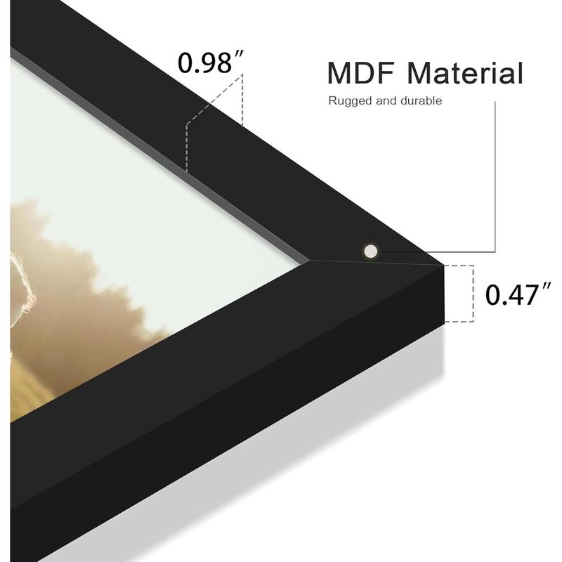 16x24 Frame Set of 3, Display Pictures 12x18 with Mat or 16 x 24 Without Mat, Poster Frames for Vertical & Horizontal Wall Hanging Display, Black