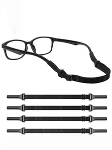 4pcs Glasses Chain Adjustable Size Elastic Rope Glasses Strap Sport Non Slip And Anti Drop Fixer Glasses Cord Eyeglass Chain